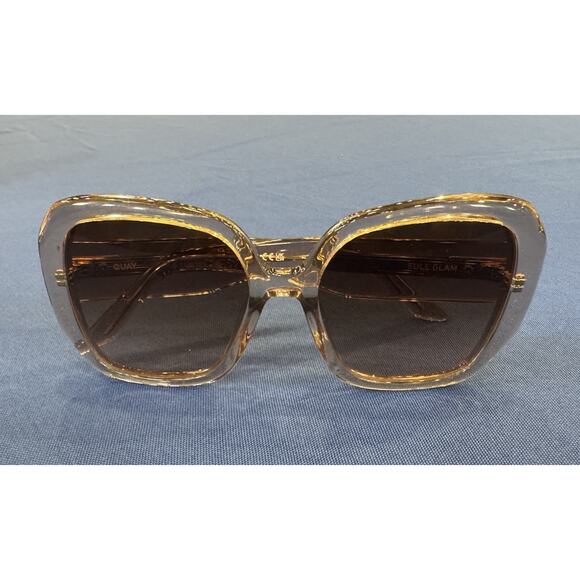 QUAY Full Glam Sunglasses Cat 2 209 Dramatic Oversized Square Doe Brown Fawn - Picture 3 of 11